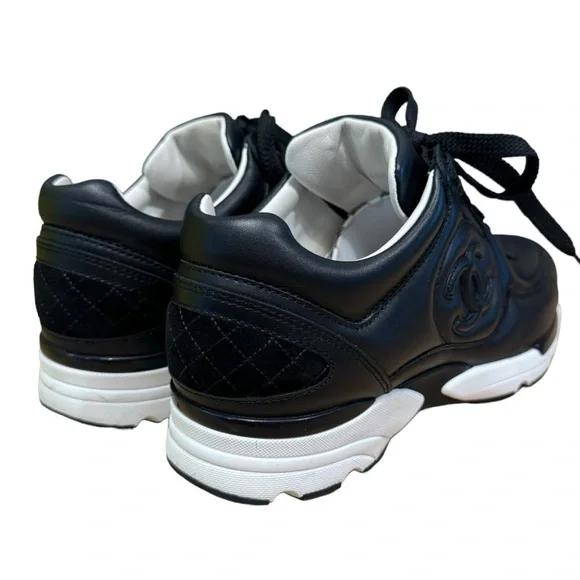 SOLD‼️Chanel Sneakers Black and White Leather 100% Authentic - Picture 8 of 16